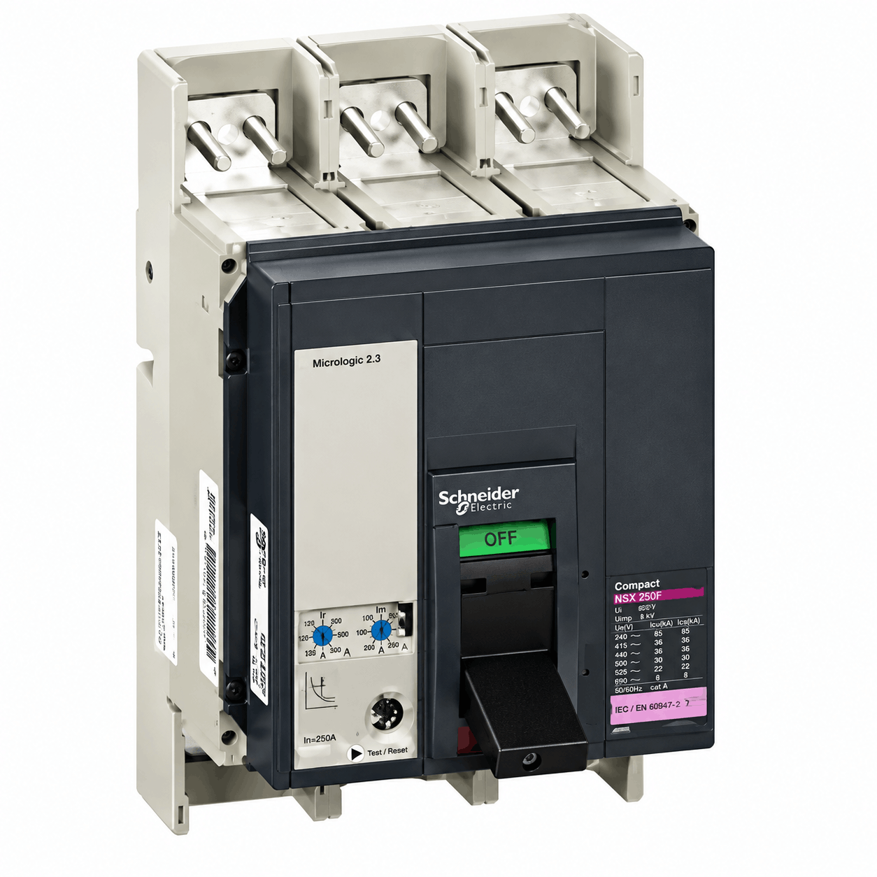 Schneider Electric 33479 ComPact NS1250H 1250A 3P 3D Circuit Breaker – 70kA, MicroLogic 2.0