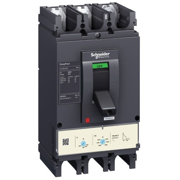 Schneider Electric LV563306 EasyPact CVS630F 600A 3P 3D MCCB – 36kA, 415V AC, TM-D